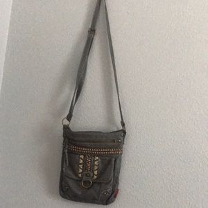 gray rustic handbag